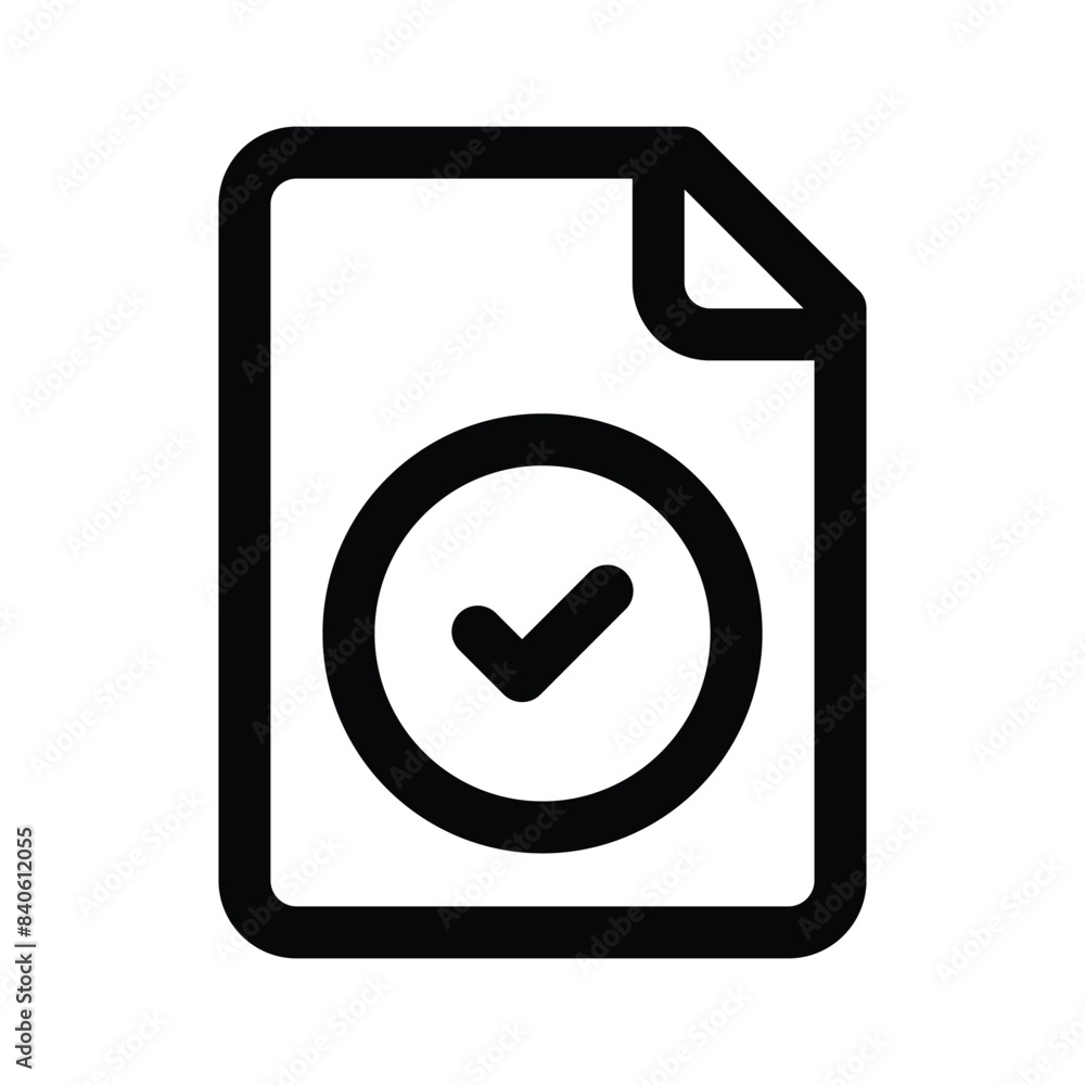 Tick mark on file showing approved document vector Tick mark on file showing approved document vector