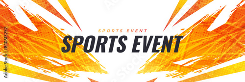 Abstract Sport Background with Orange Brush and Halftone Effect. Grunge Brushstroke Element for Poster or Banner Design