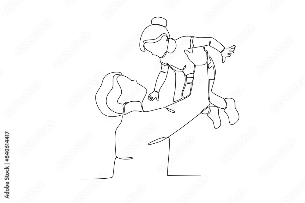 Continuous one line drawing of Father holding his daughter, father_s day concept. Modern continuous line draw design graphic vector illustration
Continuous one line drawing of Father holding his daughter, father_s day concept. Modern continuous line draw design graphic vector illustration