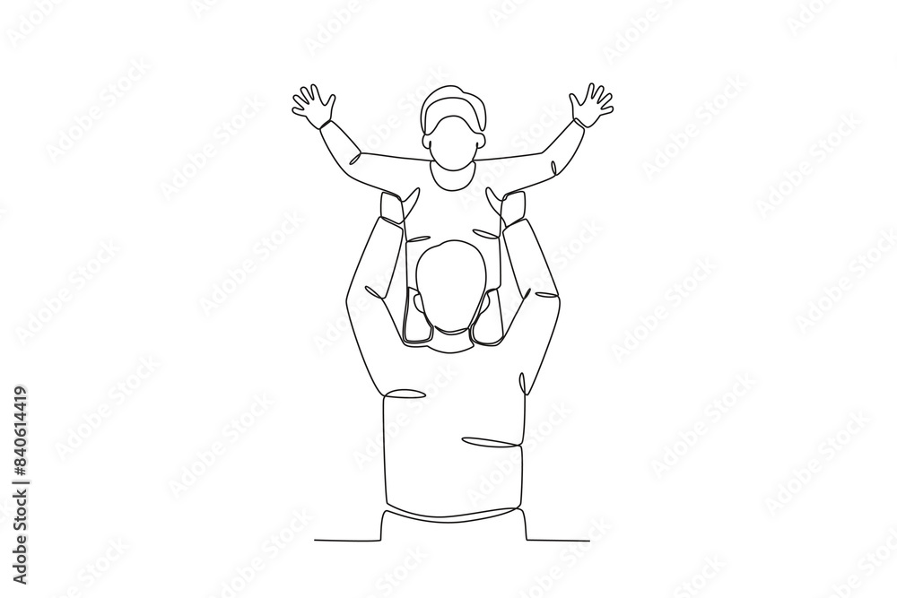 Continuous one line drawing of Father holding his son, father_s day concept. Modern continuous line draw design graphic vector illustration Continuous one line drawing of Father holding his son, father_s day concept. Modern continuous line draw design graphic vector illustration
