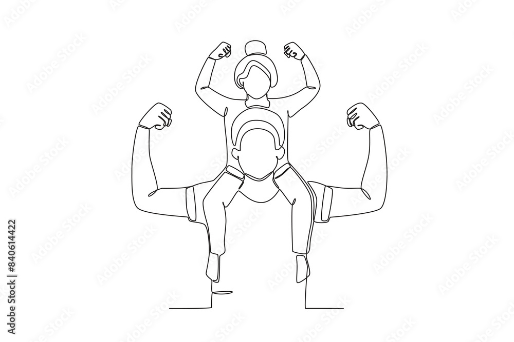 Continuous one line drawing of Father holding his daughter, father_s day concept. Modern continuous line draw design graphic vector illustration
Continuous one line drawing of Father holding his daughter, father_s day concept. Modern continuous line draw design graphic vector illustration