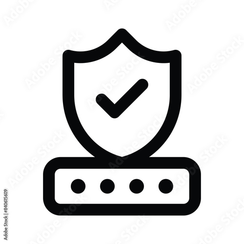 Protection shield with password denoting secure password vector