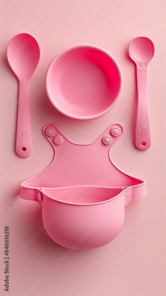A lot of pink utensils and spoons on a pink surface A lot of pink utensils and spoons on a pink surface