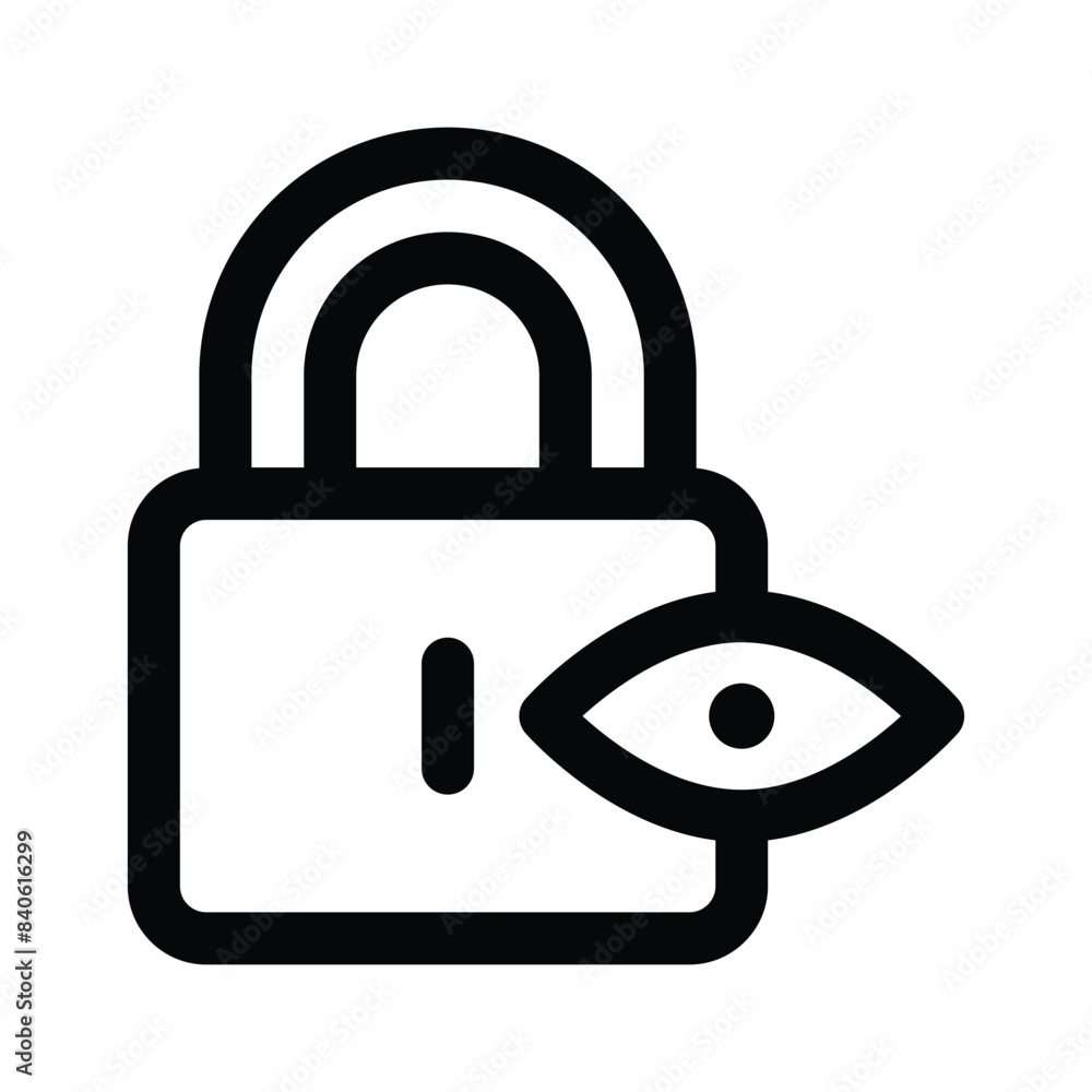 An eye with padlock showing icon of security monitoring, ready to use vector An eye with padlock showing icon of security monitoring, ready to use vector