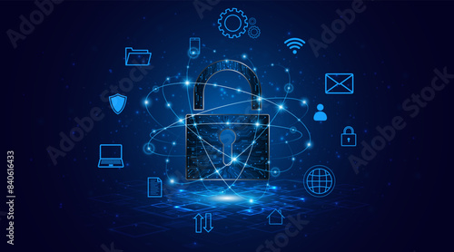 Lock icon. Cyber ​​security and data protection concepts and privacy. Innovative concept of advanced safety technology