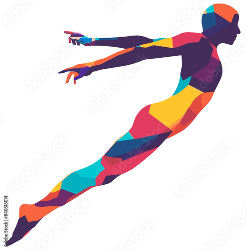 Colorful illustration of athlete performing diving as summer Olympic sport, isolated over white transparent background