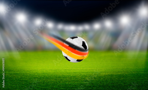 Soccer Fußball mit Deutscher Flagge im Stadion