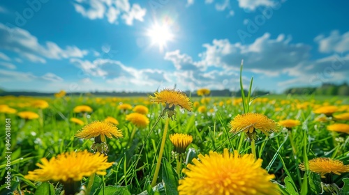 Sunny Day in a Field of Dandelions