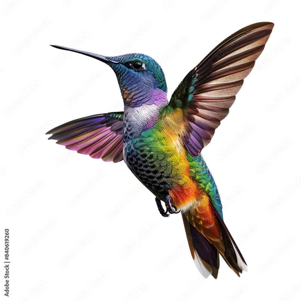 Obraz premium colorful hummingbird isolated on transparent background. generative ai