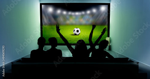Soccer Fußball auf einem Bildschirm im Heimkino