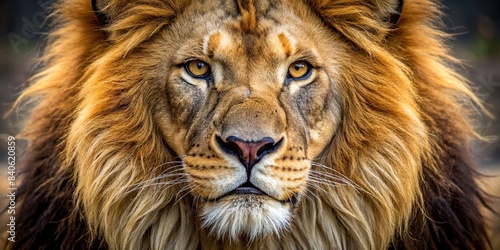 Close up of a fierce lion head   lion  predator  wild  animal  close up  feline  mane  teeth  aggressive  majestic  powerful  wildlife  nature  carnivore  safari  king of the jungle  roar