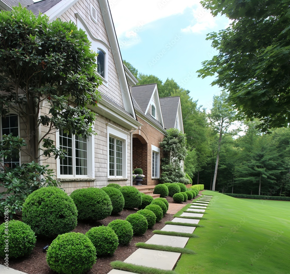 Fototapeta premium Beautiful Shrubs outside home. created with Generative AI Technology, ai, generative