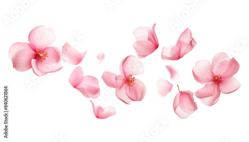 Fototapeta Naklejka Na Ścianę i Meble -  flying pink petals isolated on transparent background cutout