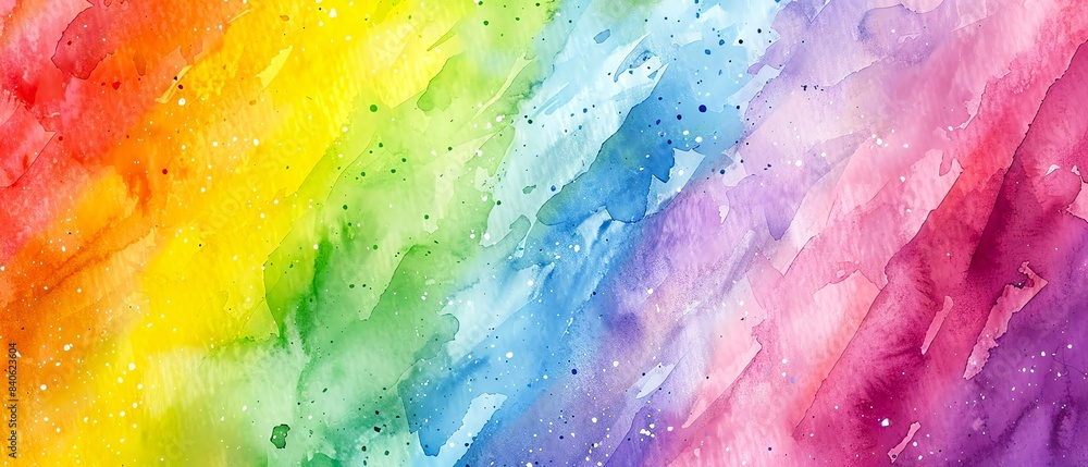 Obraz premium Bright and lively watercolor rainbow, perfect for vibrant and energetic wallpaper styles