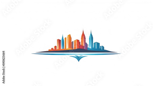 City buildings industrial  themed logo icon on the white background, Generative AI photo