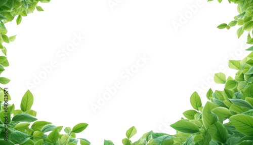 green leaves frame isolated on transparent background cutout