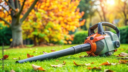 Leaf blower sitting on green grass, leaf blower, green, grass, lawn care, gardening, tools, equipment, outdoors, yard work, landscape maintenance, environment, power tool, electric photo