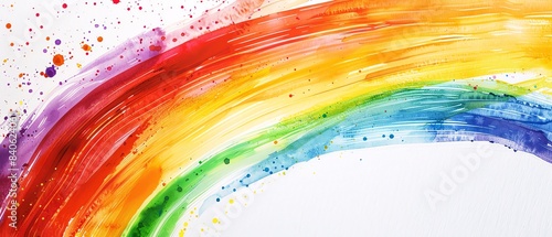 Bold watercolor rainbow with dynamic strokes, offering energetic and artistic background aesthetics photo