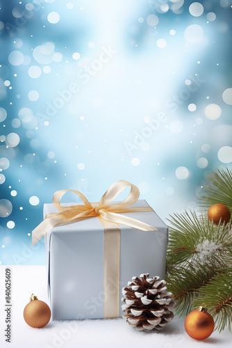 Christmas Tree background. Happy new year backdrop. Celebrating winter holidays card template
