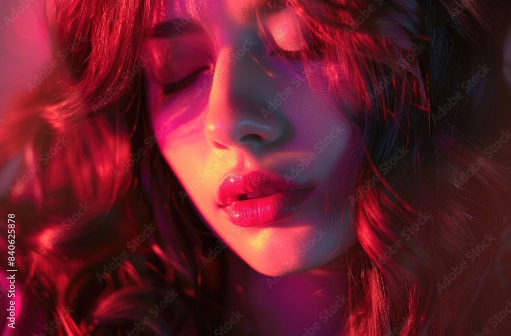 Sensual Portrait of a Woman in Vivid Red and Purple Hues Sensual Portrait of a Woman in Vivid Red and Purple Hues