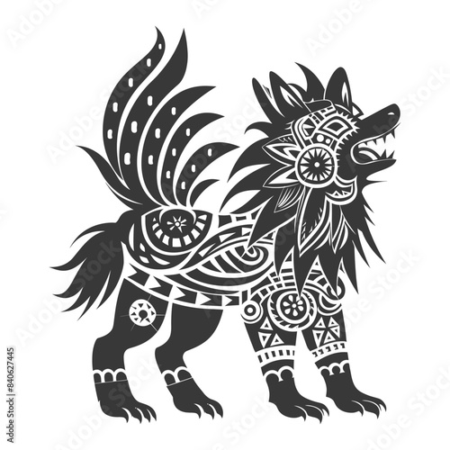 Wallpaper Mural Ornamental Nine-Tailed Fox: Intricate Tribal Tattoo Design, Mythical Creature. Torontodigital.ca