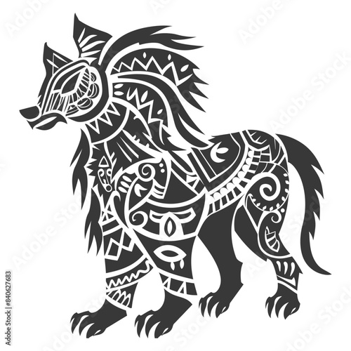 Wallpaper Mural Tribal Wolf: Detailed Vector Illustration with Intricate Ethnic Ornamentation Torontodigital.ca