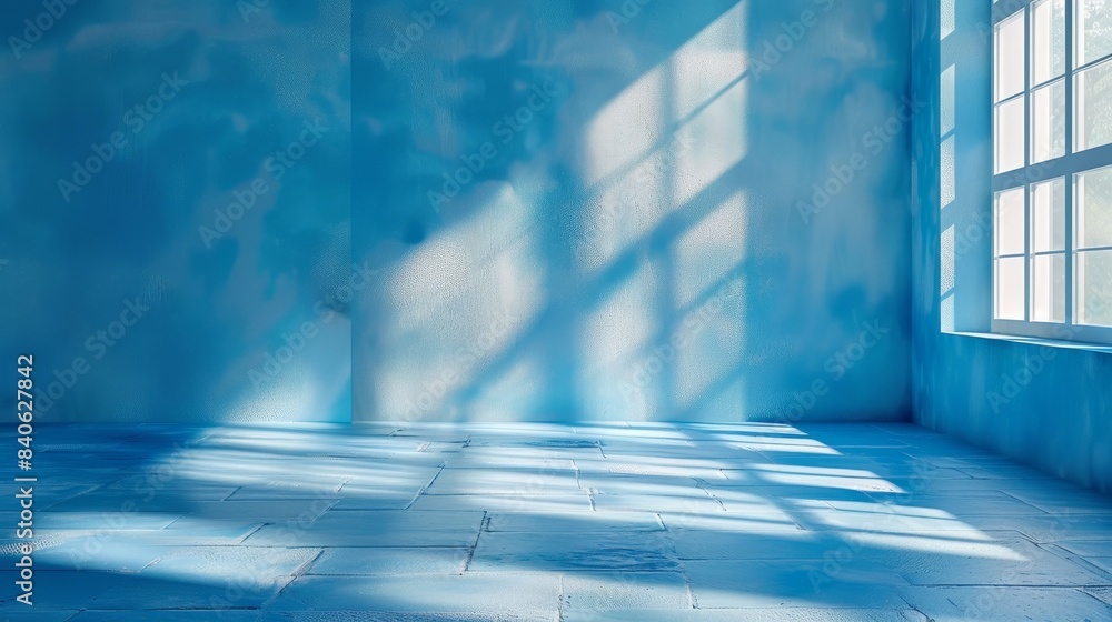 Light Blue Room With Window Sunlight and Tiled Floor Light Blue Room With Window Sunlight and Tiled Floor
