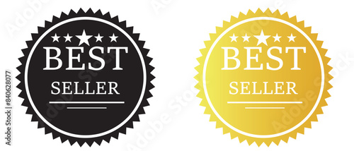 Best seller badge icon with wreath laurel. Best seller badge design. Set of badge best seller, best choice, and best price. vector illustration.