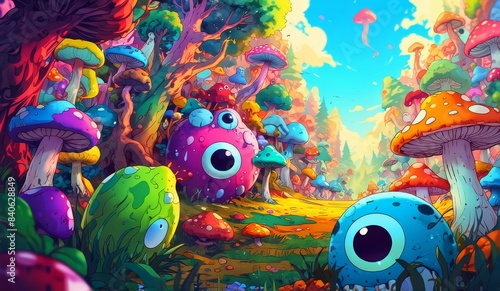 crazy funny scary monsters cartoons psychedelics - generative ai
