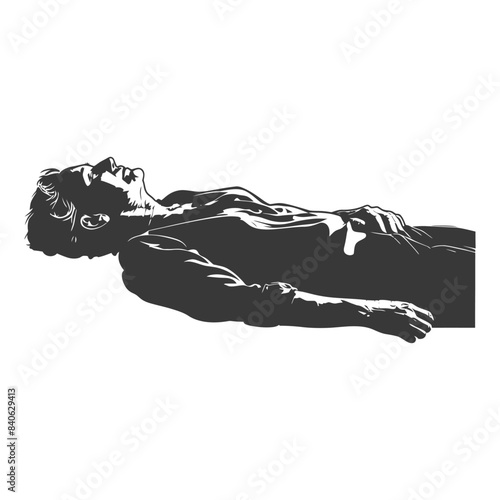Drawn Figure Reclining, Monochromatic Anguish, Isolated.