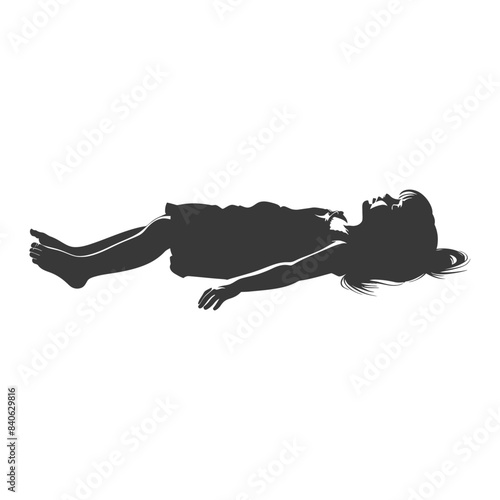 Recumbent Girl Silhouette: Relaxed, Isolated Figure on White.