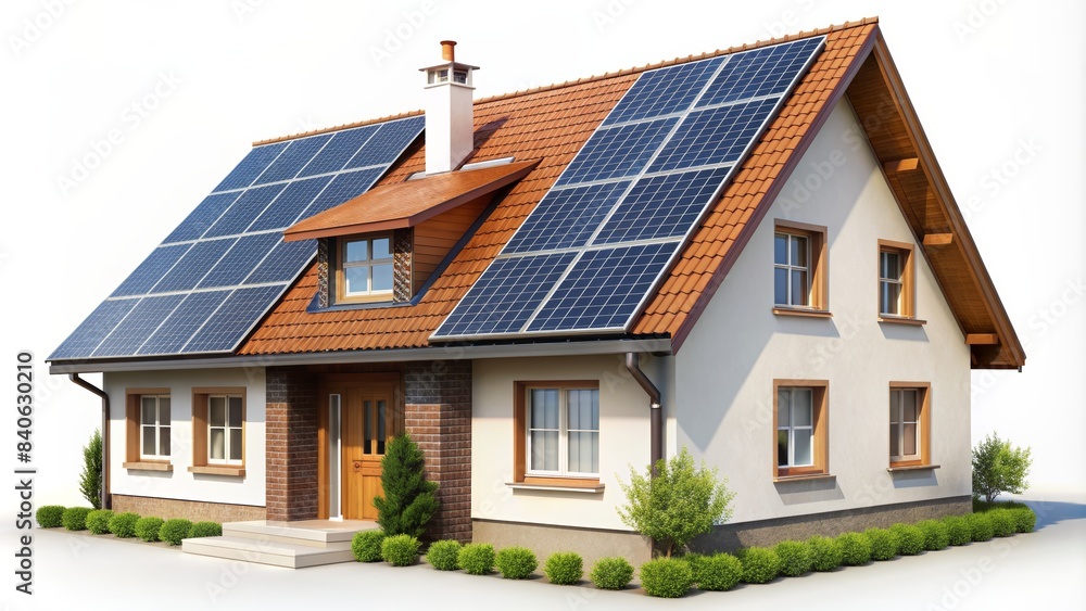 Eco-Friendly House with Solar Panels on Roof