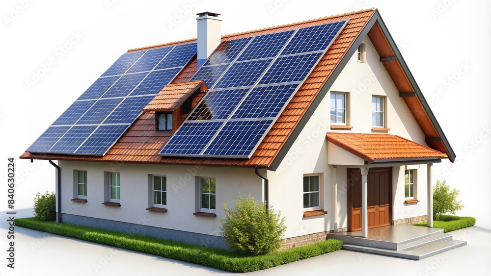 Fototapeta premium Renewable Energy Home with Photovoltaic System
