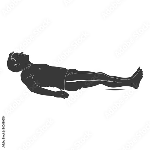 Recumbent Figure: Black Silhouette of a Man Laying Back.