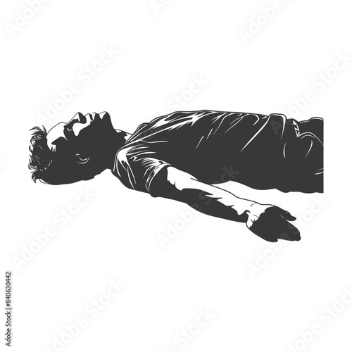 Isolated Silhouette: Man Lying Back, Anguished Expression, Vector Illustration