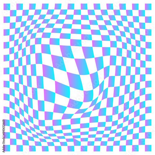 Psychedelic Distorted checkerboard pattern, Illusion background