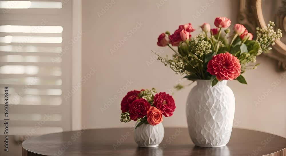 A vase of flowers sits on a table in a living room The room has a cozy and inviting atmosphere Vertical video A vase of flowers sits on a table in a living room The room has a cozy and inviting atmosphere Vertical video