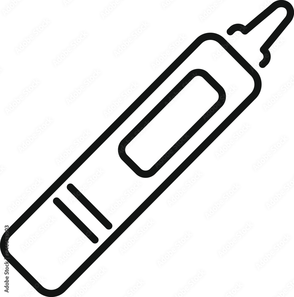 Minimalistic vector illustration of digital thermometer line icon for healthcare and medical temperature measurement tool, isolated on white background Minimalistic vector illustration of digital thermometer line icon for healthcare and medical temperature measurement tool, isolated on white background