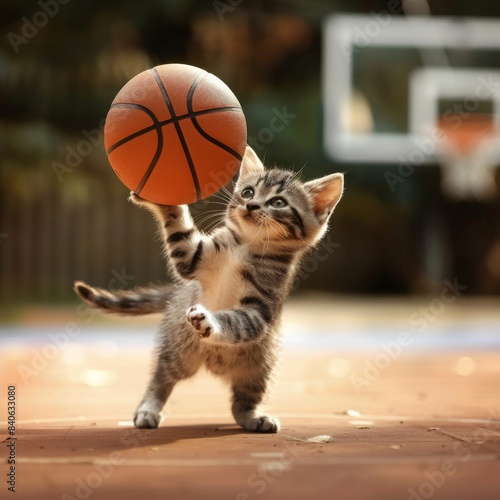 Kitten Playing Basketball