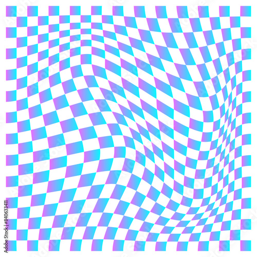 Psychedelic Distorted checkerboard pattern, Illusion background