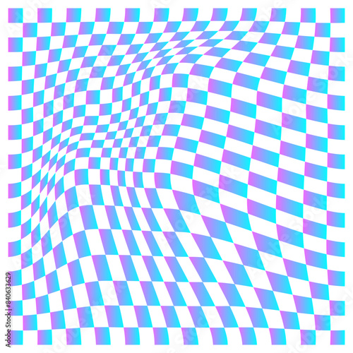Psychedelic Distorted checkerboard pattern, Illusion background