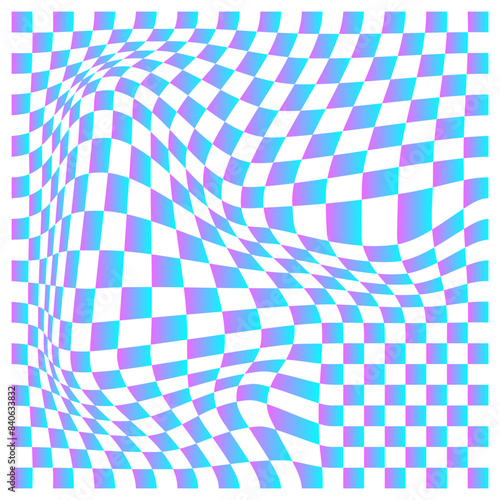 Psychedelic Distorted checkerboard pattern, Illusion background