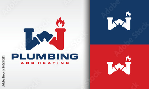 letter W plumbing and heating logo
