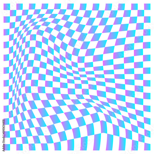 Psychedelic Distorted checkerboard pattern, Illusion background