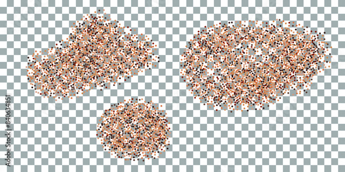 Cinnamon powder, coffee or cocoa granules, dust particles ground splatter burst isolated on transparent background. Vector illustration