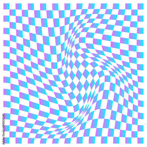 Psychedelic Distorted checkerboard pattern, Illusion background