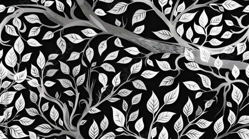 Artistic vector silhouette of a tree with intricate branches and leaves