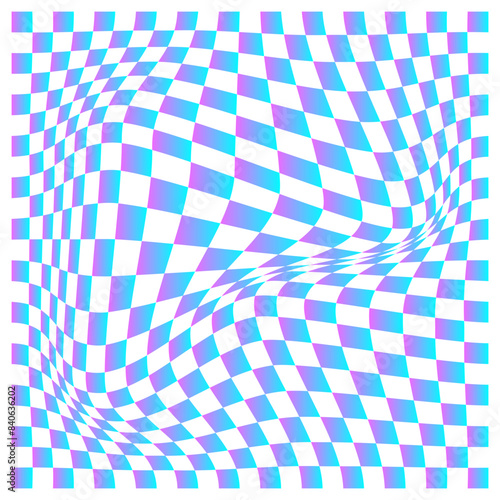 Psychedelic Distorted checkerboard pattern, Illusion background
