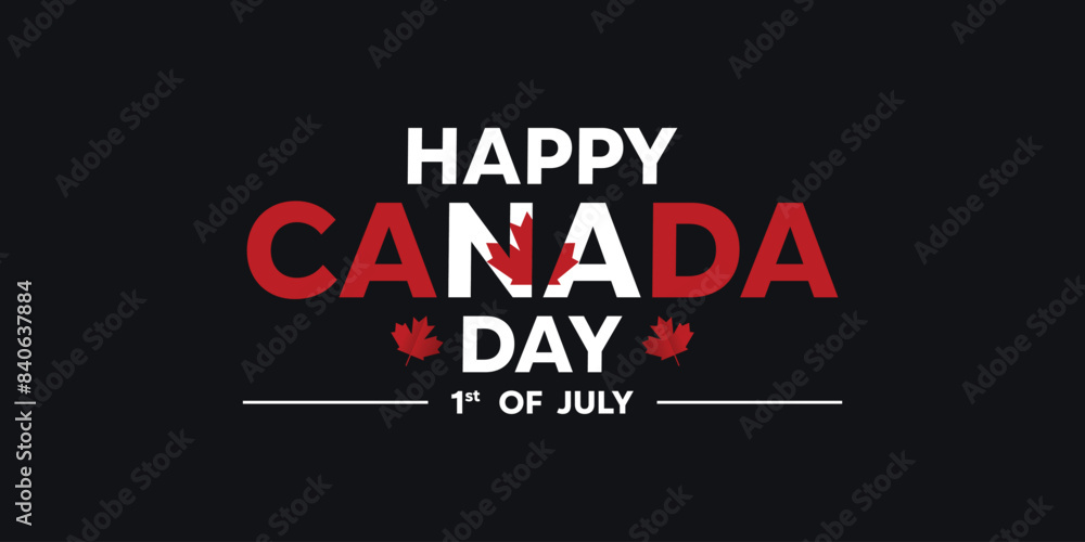Happy Canada Day. Great for cards, banners, posters, social media and more. Black background. Happy Canada Day. Great for cards, banners, posters, social media and more. Black background.