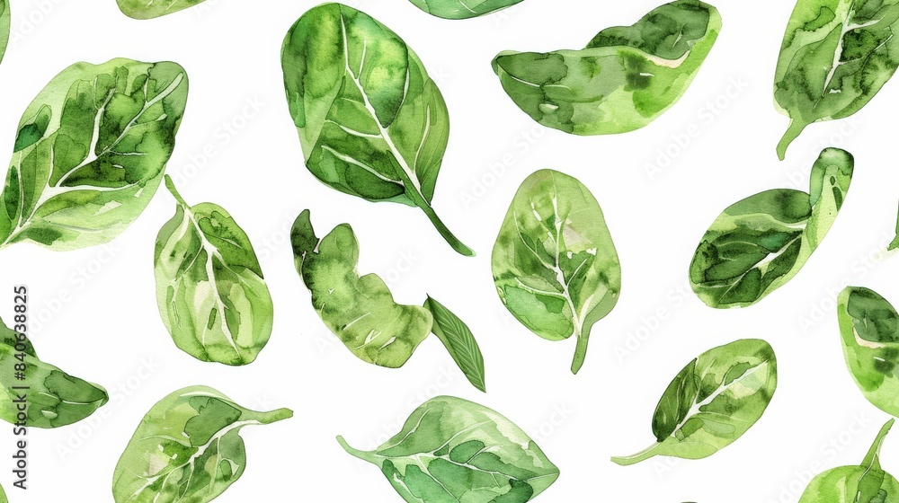 A whimsical set of watercolor leafy greens, each with a unique, cheerful expression seamless pattern A whimsical set of watercolor leafy greens, each with a unique, cheerful expression seamless pattern